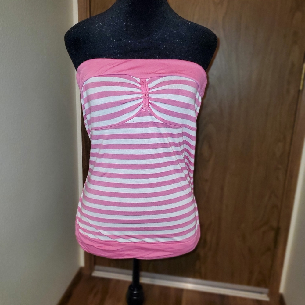 Zenobia Brand Pink & White Ladies Strapless Tank Top Xl